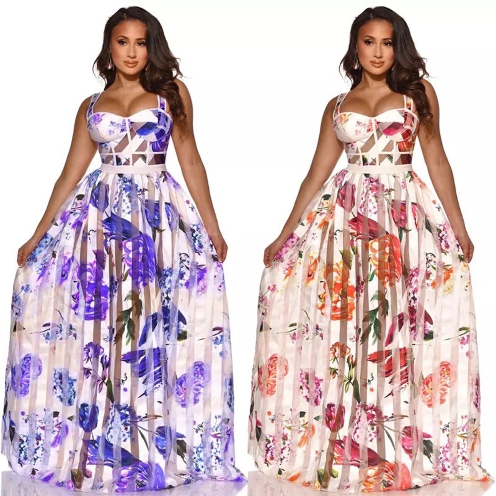Floral print long dress